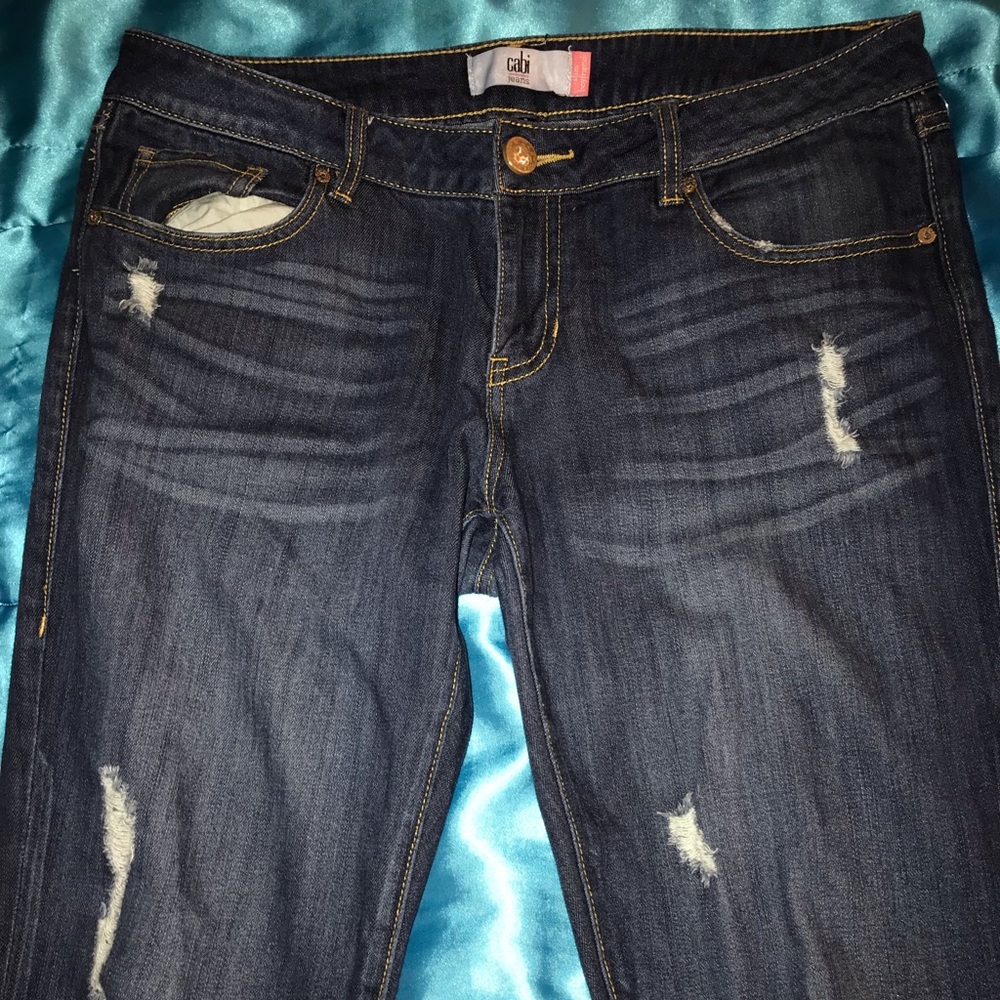 CAbi Size 8 Slim Fit Boyfriend Distressed Jeans